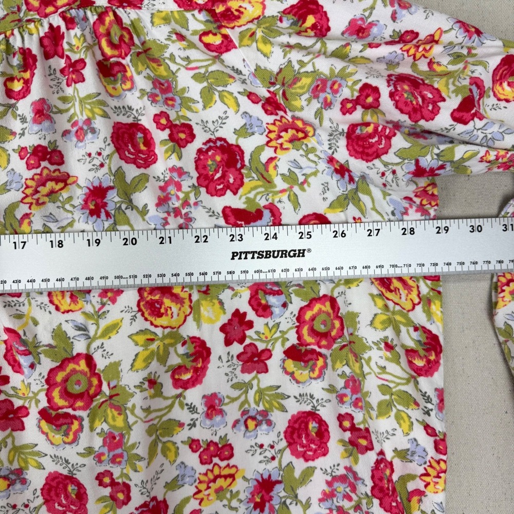 Lands End Floral Flannel Nightgown XL 18-20 Cotton Long Sleeve Cottagecore - Picture 7 of 14